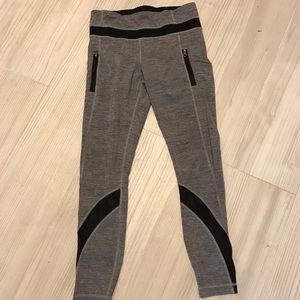 Lululemon grey and black mesh zipper leggings
